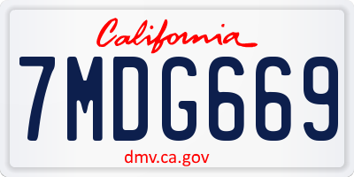 CA license plate 7MDG669