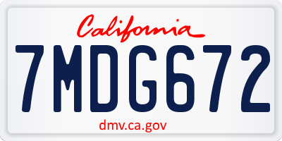 CA license plate 7MDG672