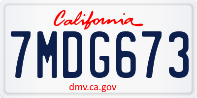 CA license plate 7MDG673