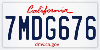 CA license plate 7MDG676