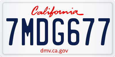 CA license plate 7MDG677
