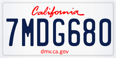 CA license plate 7MDG680