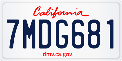 CA license plate 7MDG681