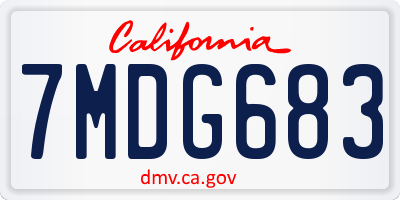 CA license plate 7MDG683