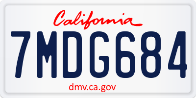 CA license plate 7MDG684