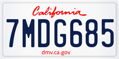 CA license plate 7MDG685