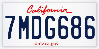 CA license plate 7MDG686