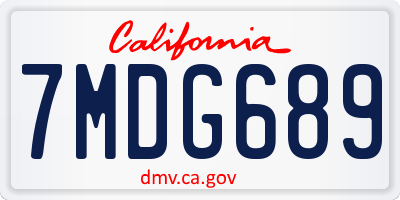 CA license plate 7MDG689