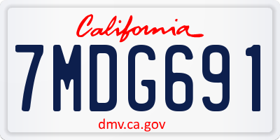 CA license plate 7MDG691