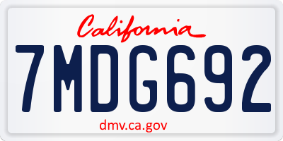 CA license plate 7MDG692