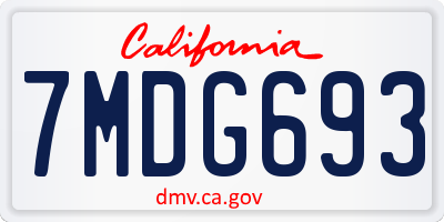 CA license plate 7MDG693