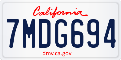 CA license plate 7MDG694