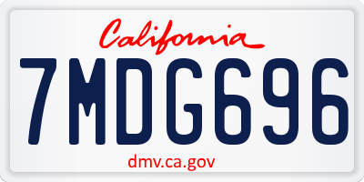 CA license plate 7MDG696