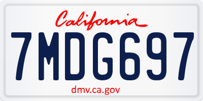 CA license plate 7MDG697