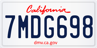 CA license plate 7MDG698