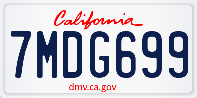 CA license plate 7MDG699