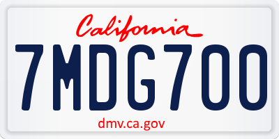 CA license plate 7MDG700