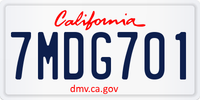 CA license plate 7MDG701