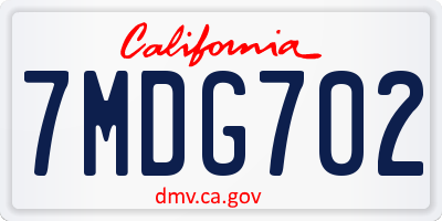 CA license plate 7MDG702