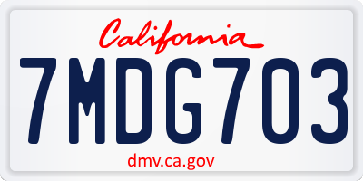 CA license plate 7MDG703