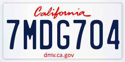 CA license plate 7MDG704