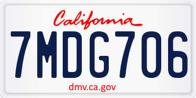 CA license plate 7MDG706