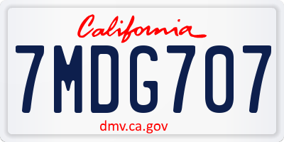 CA license plate 7MDG707