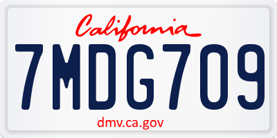 CA license plate 7MDG709