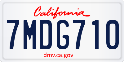 CA license plate 7MDG710