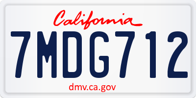 CA license plate 7MDG712