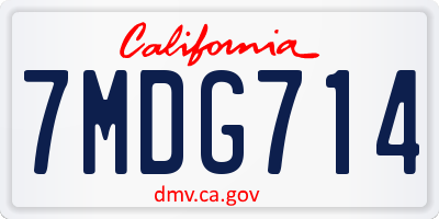 CA license plate 7MDG714