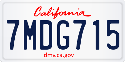 CA license plate 7MDG715