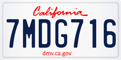 CA license plate 7MDG716