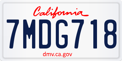 CA license plate 7MDG718