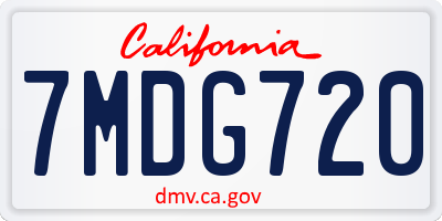 CA license plate 7MDG720