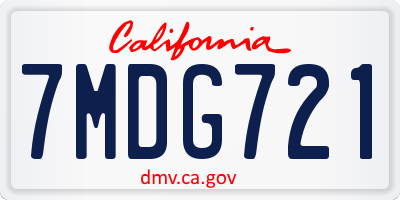 CA license plate 7MDG721