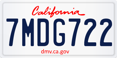 CA license plate 7MDG722