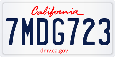 CA license plate 7MDG723