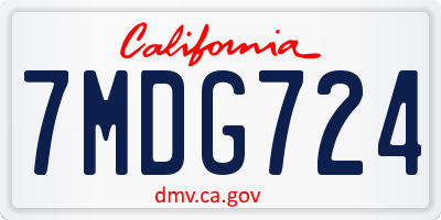 CA license plate 7MDG724