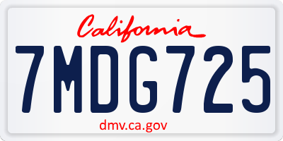 CA license plate 7MDG725