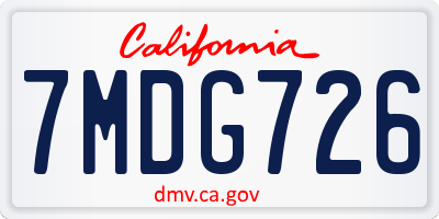 CA license plate 7MDG726