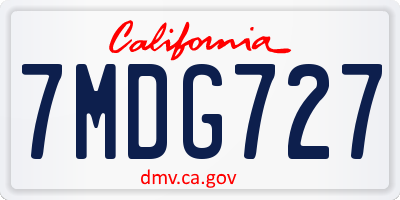 CA license plate 7MDG727