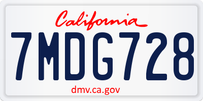 CA license plate 7MDG728