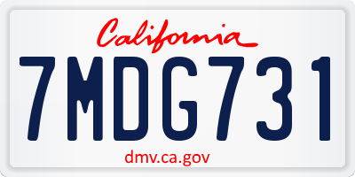 CA license plate 7MDG731