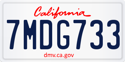 CA license plate 7MDG733