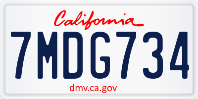 CA license plate 7MDG734