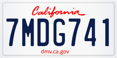 CA license plate 7MDG741