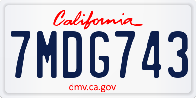 CA license plate 7MDG743