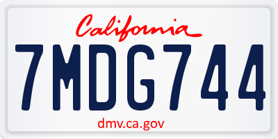 CA license plate 7MDG744