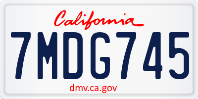 CA license plate 7MDG745